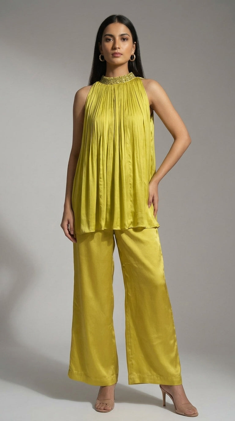 Lime Green Satin Set