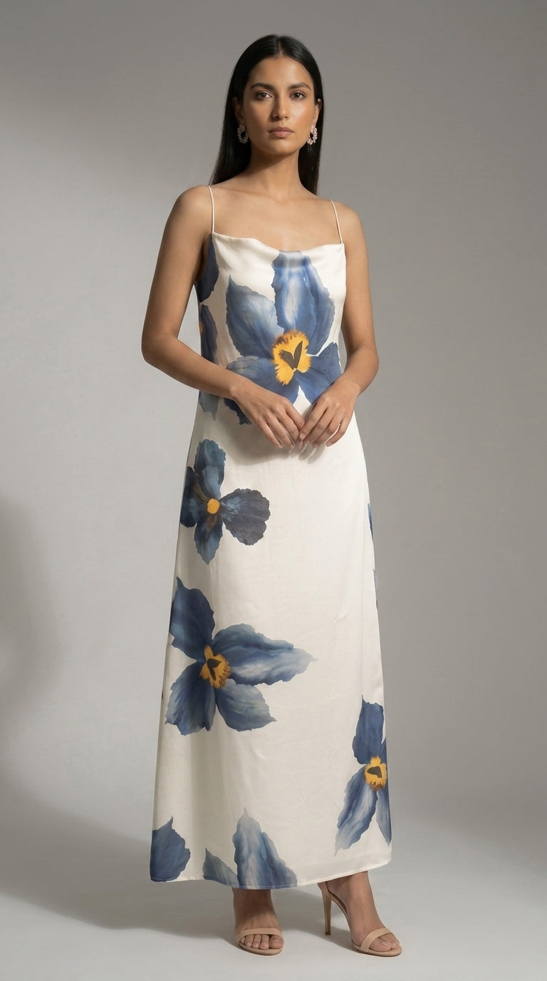 Blue & White Printed Dress