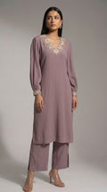 Lavender Handwork Kurti with Pants