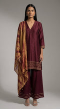 Maroon Mirrorwork Set