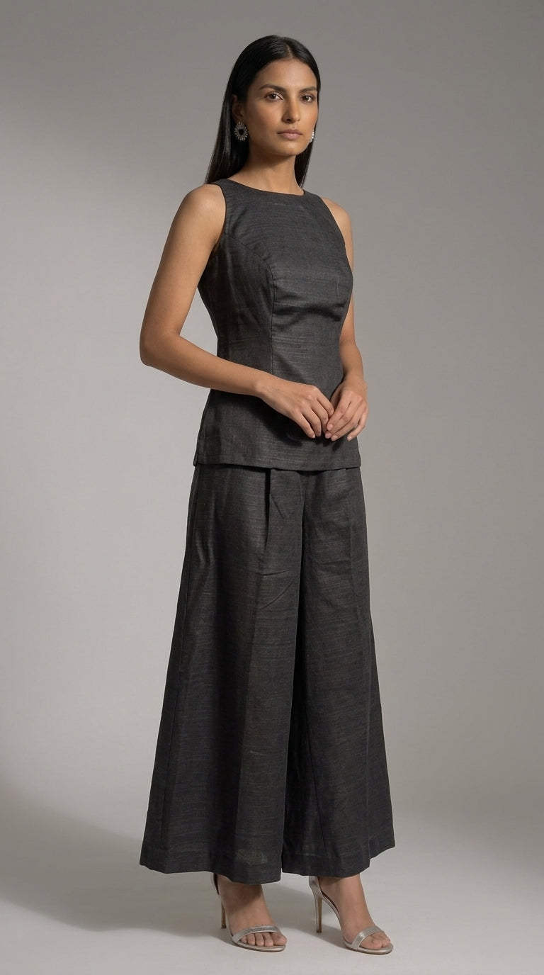 Black Linen Co-ord Set