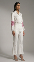 Pink Embroidered Satin Shirt