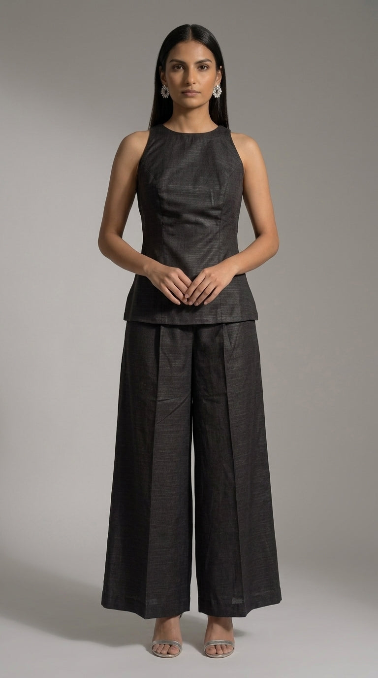 Black Linen Co-ord Set