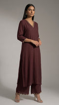 Brown Cutwork Kota Kurti with pants