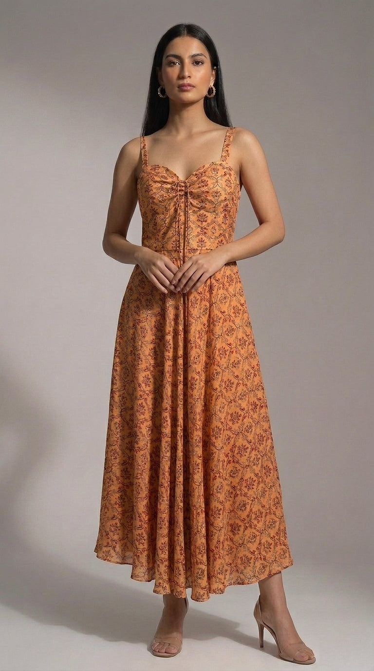 Peach Printed Dress