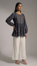Blue Ajrakh Peplum Top