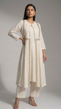 Off White Threadwork Kurti Set