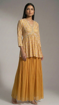 Yellow Printed Sharara Set