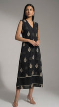 Black Printed Scallop Kurti